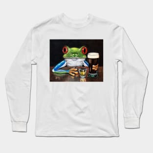 "Irish Pub Frog" - Frogs After Five collection Long Sleeve T-Shirt